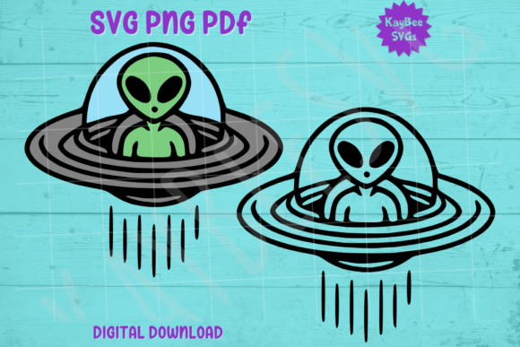 Download Alien in Flying Saucer SVG PNG PDF - Flying saucer Collection
