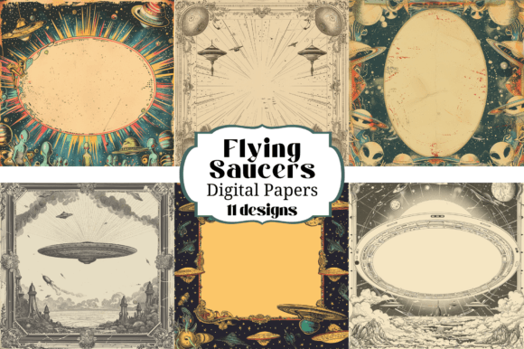 Download Flying Saucer Alien UFO Digital Papers - Flying saucer Collection